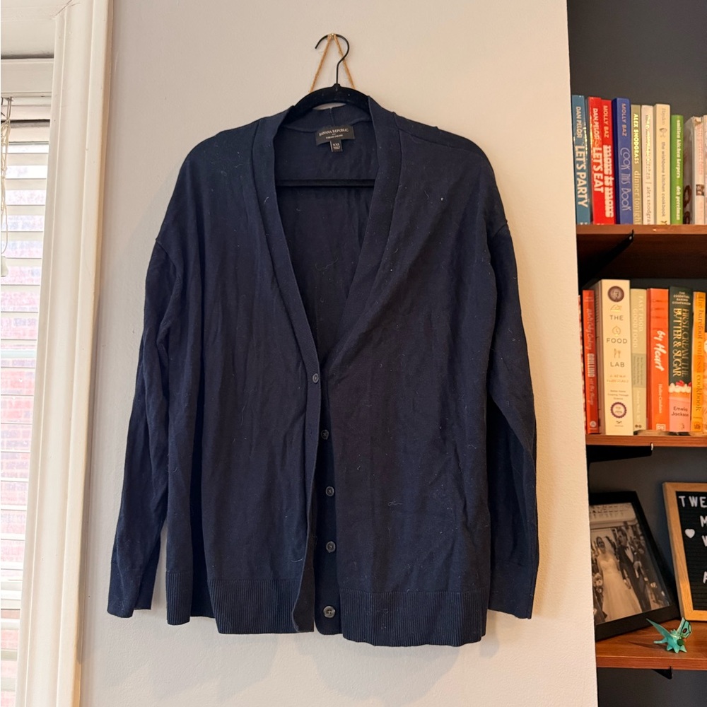Banana Republic Navy Button-Up Forever Sweater
